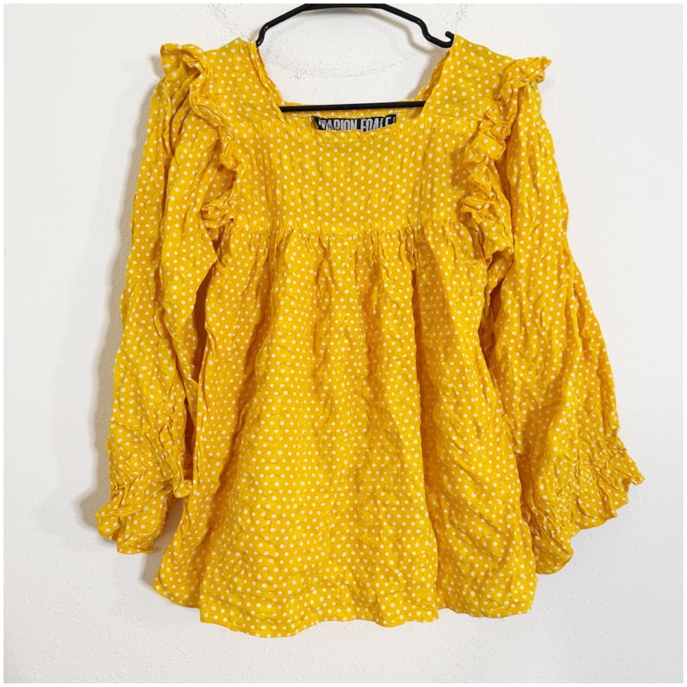 Marion foale and sally tuffin vintage orange polka dot ruffle blouse